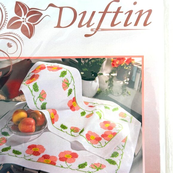 Duftin My Little Vintage Pre-Stamped Table Topper Cross Stitch Kit - New/Sealed - Picture 2 of 4